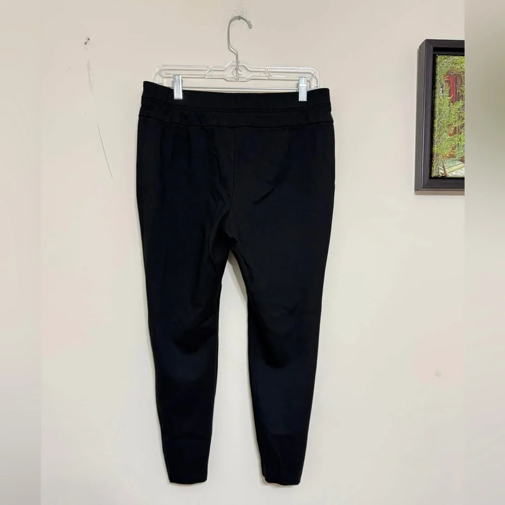 J. Jill Ponte Knit Leggings Black Pant Faux Leather Side Seam Pull On Size M P